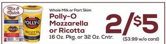 DeCicco & Sons Polly-o mozzarella or ricotta offer