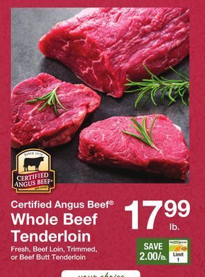 The Fresh Grocer Whole beef tenderloin offer