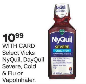 CVS Select vicks nyquil, dayquil severe, cold & flu or vapoinhaler offer