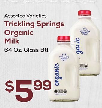 DeCicco & Sons Trickling springs organic milk offer