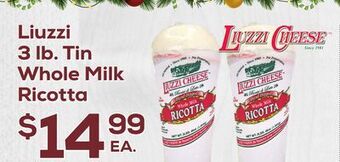 DeCicco & Sons Liuzzi 3 lb. tin whole milk ricotta offer