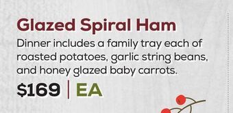 DeCicco & Sons Glazed spiral ham dinner offer