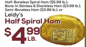 DeCicco & Sons Leidy's half spiral ham offer