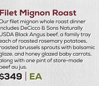 DeCicco & Sons Mignon whole roast dinner offer