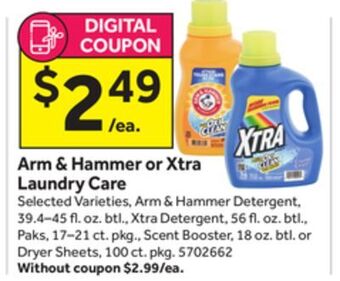 Stop&Shop Arm & hammer or xtra laundry care offer