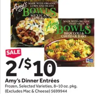 Stop&Shop Amy's dinner entrées offer