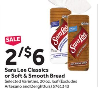 Stop&Shop Sara lee classics or soft & smooth bread offer