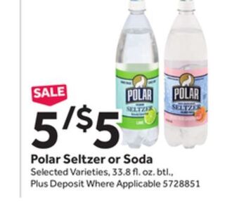 Stop&Shop Polar seltzer or soda offer