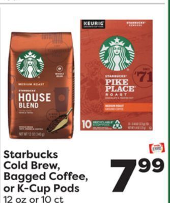 Weis Markets Starbucks cold brew, bagged coffee, or k-cup pods offer
