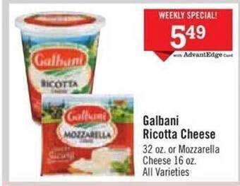 Price Chopper Galbani ricotta cheese offer