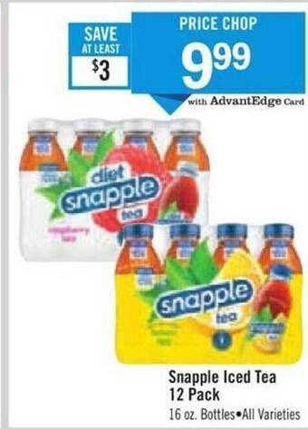 Price Chopper Snapple iced tea 12 pack offer