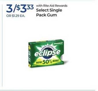 Rite Aid Select single pack gum offer