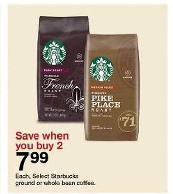 Target Starbucks ground or whole bean coffee offer
