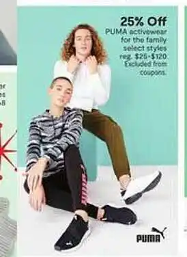 JC Penney Puma activewear for the family offer