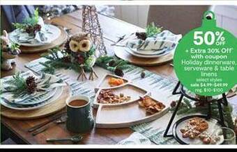 JC Penney Holiday dinnerware, serveware & table linens offer