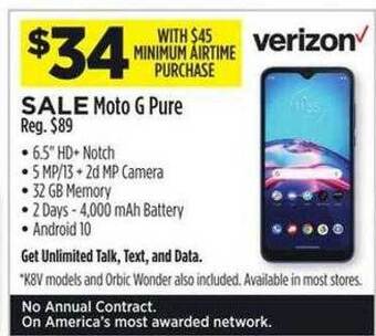 Dollar General Verizon moto g pure offer