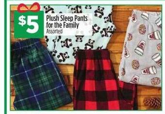 Dollar General Plush sleep pants for the family offer