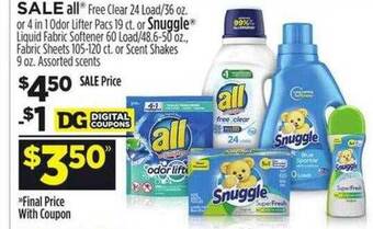Dollar General All or snuggle offer