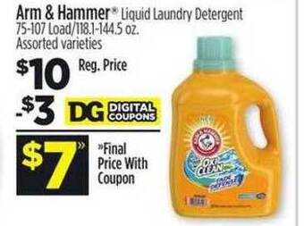 Dollar General Arm & hammer liquid laundry detergent offer