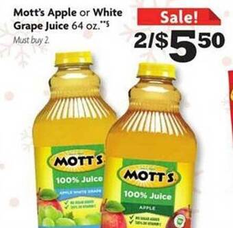 Family Dollar Mott's apple or white grape juice offer
