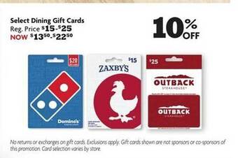 Family Dollar Select dining gift cards offer