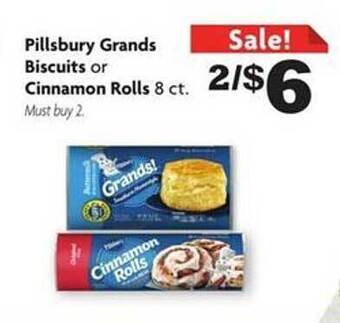Family Dollar Pillsbury grands biscuits or cinnamon rolls offer