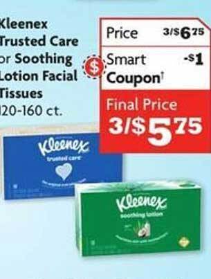 Family Dollar Kleenex trusted care or soothing lotion facial tissues offer