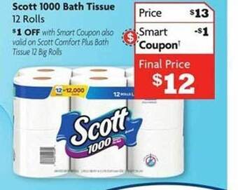 Family Dollar Scott 1000 bath tissue offer