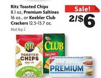 Family Dollar Ritz toasted chips, premium saltines or keebler club crackers offer