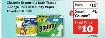 Family Dollar Charmin essentials bath tissue or bounty paper towels offer