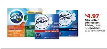 Fareway Alka-seltzer effervescent tablets, or liquid gels offer