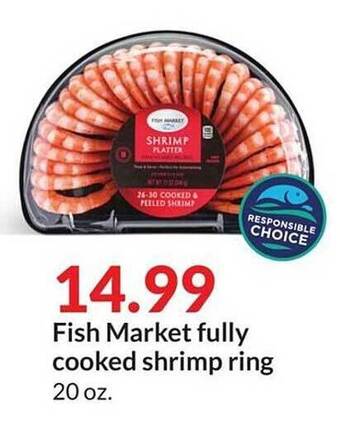 Hy-Vee Fish market fully cooked shrimp ring offer