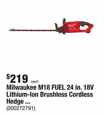 The Home Depot Milwaukee m18 fuel 24 in. 18v lithium-ion brushless cordless hedge ... offer