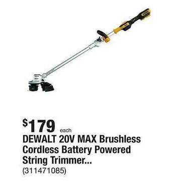 The Home Depot Dewalt 20v max brushless cordless battery powered string trimmer... offer