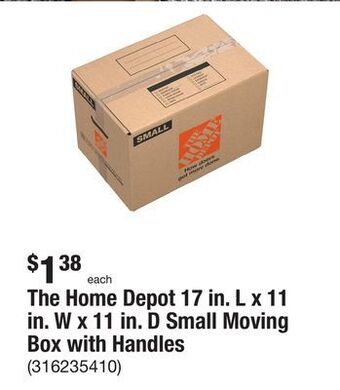 The Home Depot The home depot 17 in. l x 11 in. w x 11 in. d small moving box with handles offer