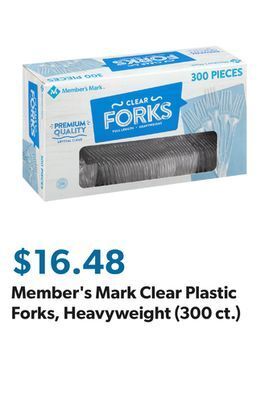 Sam's Club Member's mark clear plastic forks, heavyweight (300 ct.) offer