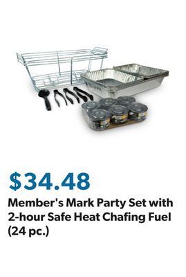 Sam's Club Member's mark party set with 2-hour safe heat chafing fuel (24 pc.) offer