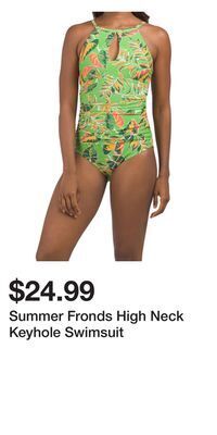 TJ Maxx Summer fronds high neck keyhole swimsuit offer