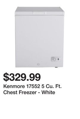 Kmart Kenmore 17552 5 cu. ft. chest freezer - white offer