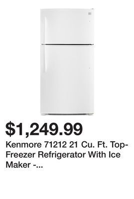 Kmart Kenmore 71212 21 cu. ft. top-freezer refrigerator with ice maker - white offer