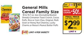 ShopRite Cereal family size offer