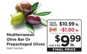 ShopRite Mediterranean olive bar or prepackaged olives offer