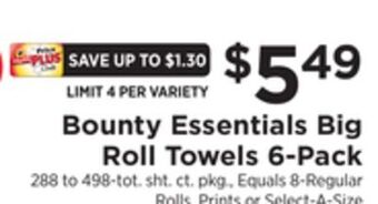 ShopRite Essentials big roll towels 6-pack offer