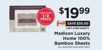 ShopRite Luxury home 100% bamboo sheets offer