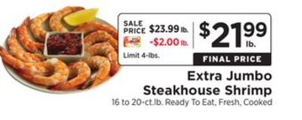 ShopRite Extra jumbo steakhouse shrimp offer