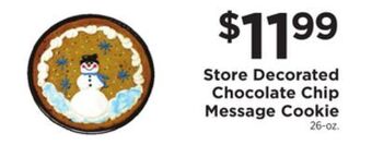 ShopRite Store decorated chocolate chip message cookie offer