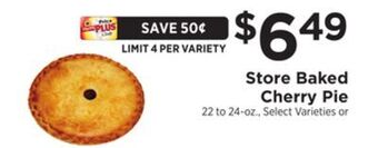 ShopRite Store baked cherry pie offer