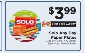 ShopRite Solo any day paper plates offer