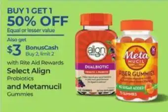 Rite Aid Select Align Probiotics and Metamucil offer