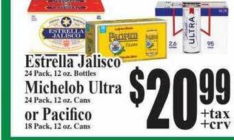 Baja Ranch Estrella jalisco, michelob ultra or pacifico offer